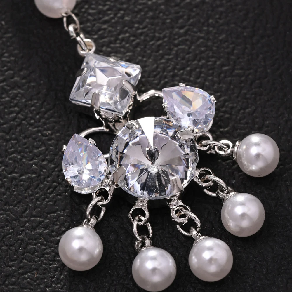 الهندي الزفاف اللؤلؤ الجبين سلسلة تيارا اكسسوارات الزفاف هدية أنيقة مصمم حجر الراين الشعر سلسلة خوذة النساء المجوهرات