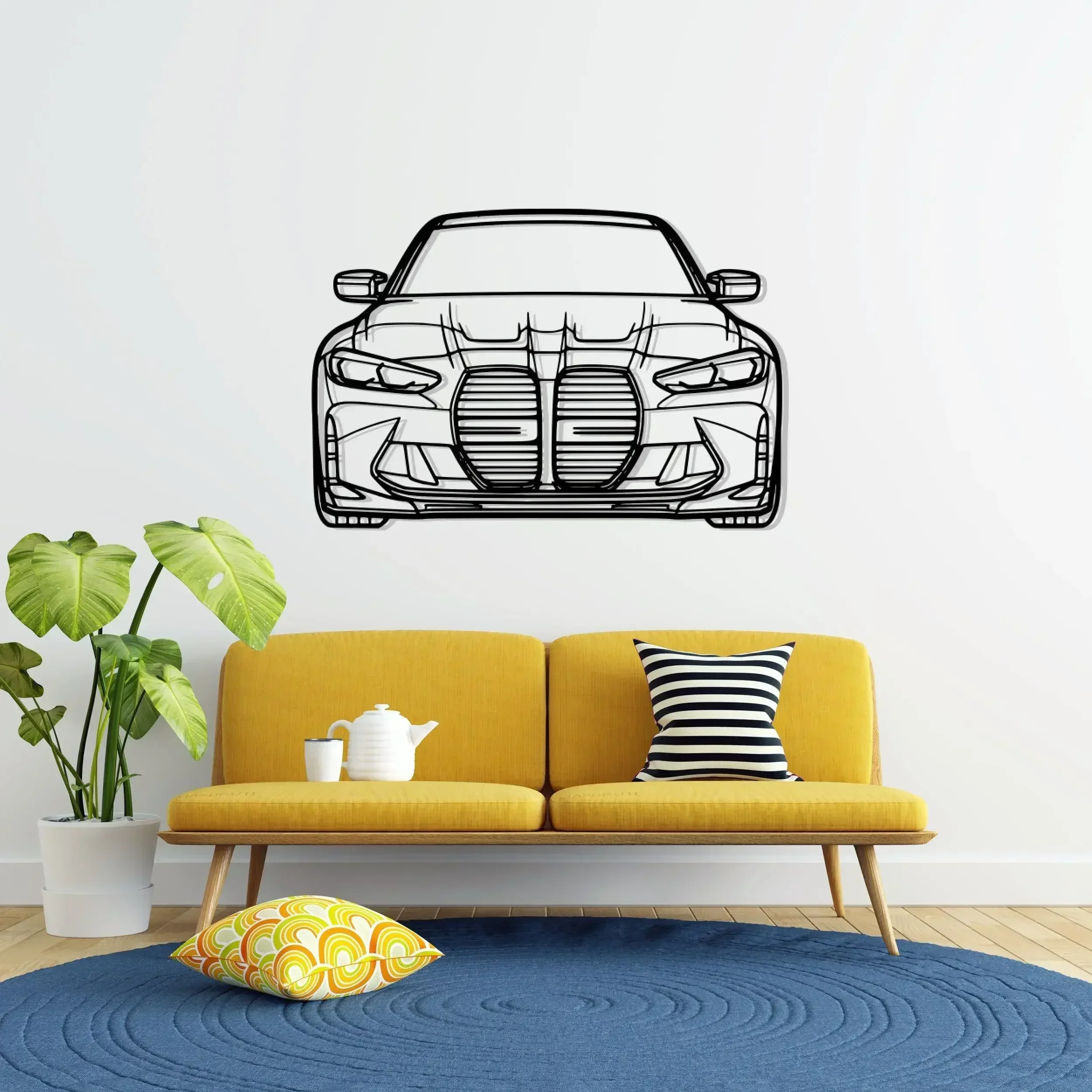 G80 M3 Front-Facing Metal Car Silhouette Wall Art by Their Walls | Stunning Automotive Decor for Car Lovers | Perfect Gift