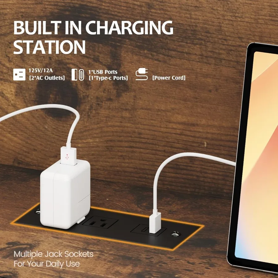 Винтажный каркас кровати размера «queen-size» из коричневого дерева с высоким книжным шкафом для хранения, 4 функциональными ящиками, встроенная светодиодная подсветка и зарядная станция