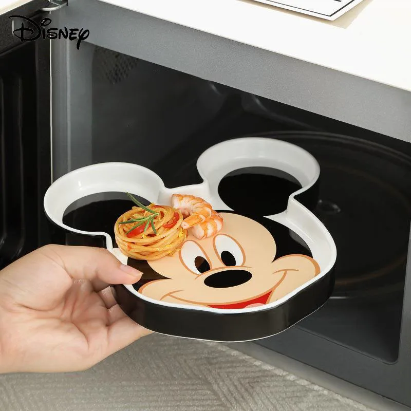 Disney Mickey Minnie Ceramic Dinner Plate Kids Tableware Baby 3D Cartoon Doll Rice Bowl Dessert Tray Snack Dish Child Tableware