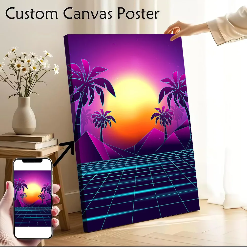 Tranquil Sunset Vaporwave Printed Canvas Poster Personalized High Quality Wall Art Paintings for Decor Living Room Decorations