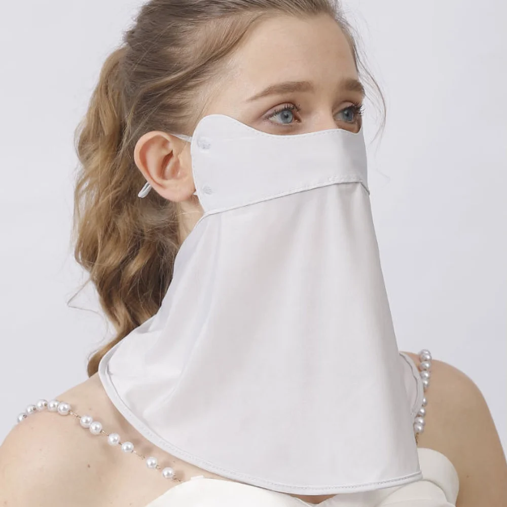 새로운 UPF50 + 아이스 실크 선 스크린 마스크 통기성 방풍 페이스 커버 목 보호 안티 uv 귀 교수형 마스크