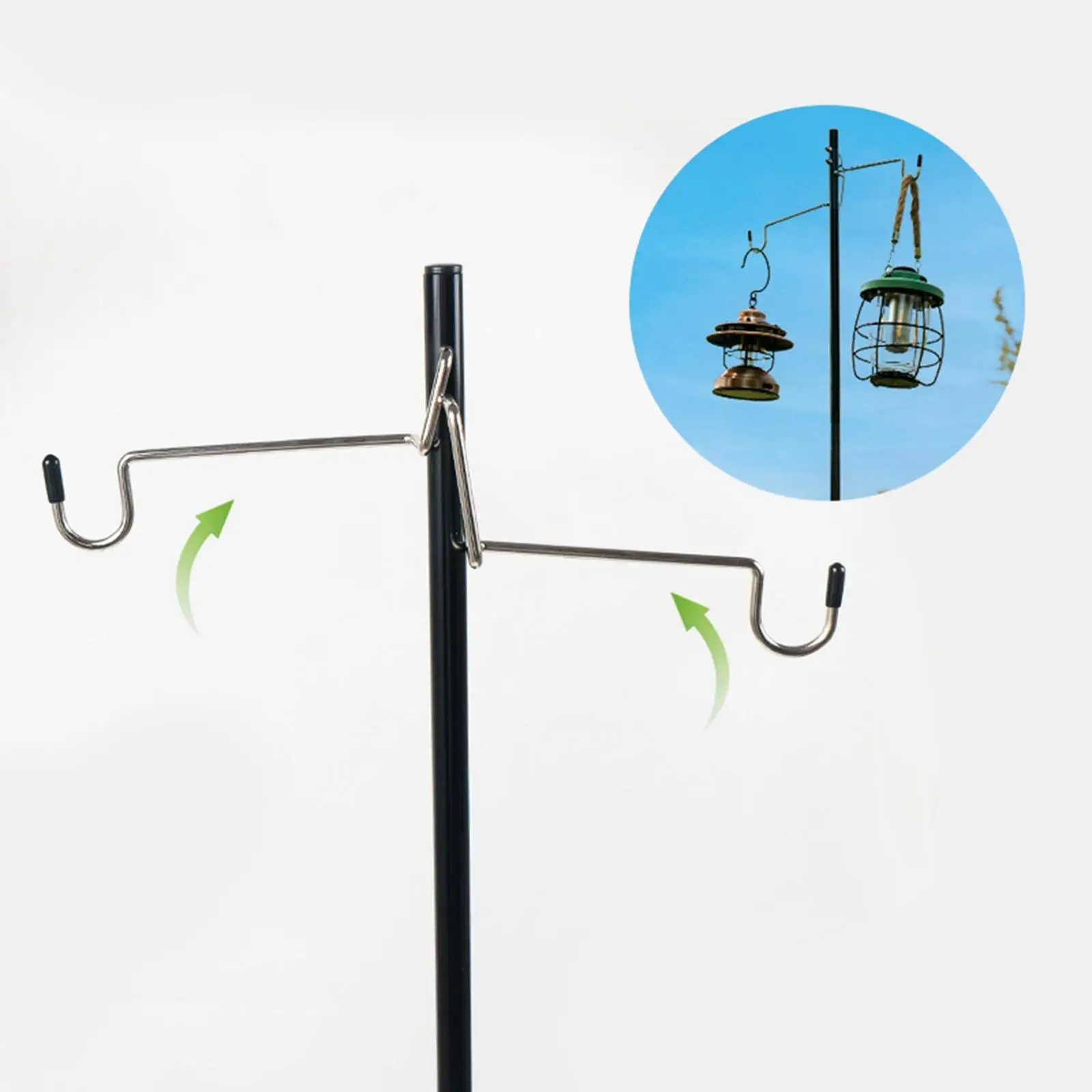 

Portable Light Stand with Stake Double Hook Detachable Accs Lamp Post Pole Camping Lantern Holder for BBQ Fishing Garden Outdoor