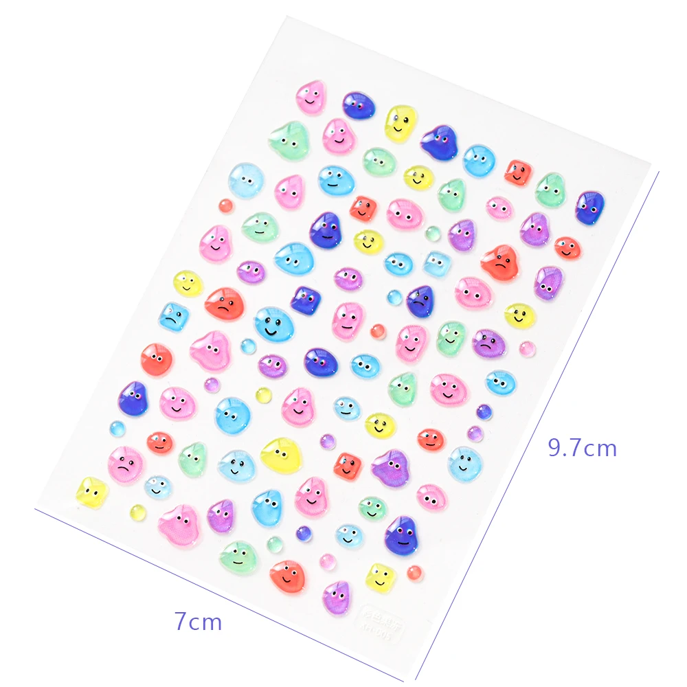 5D Jelly Star Flower Nail Sticker Kawaii Cartoon Smiling/cherry/drops Adhesive Sticker Manicure Decals for Nail Art Decorat 1pcs