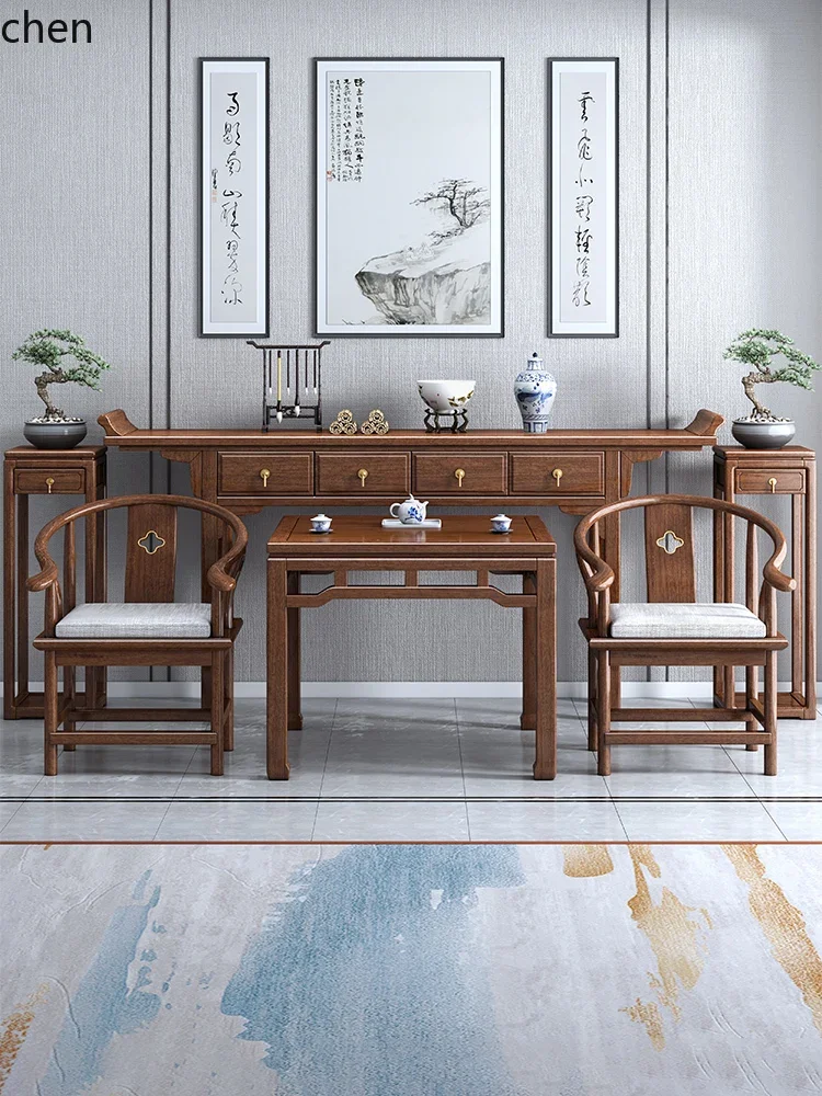 Solid Wood Altar Six-Piece Set Rural Altar Offering Table Incense Case Household God Table Buddha Table