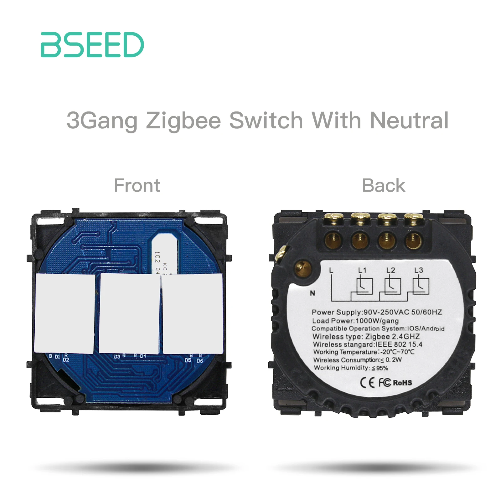 Bseed EU Standard Zigbee Lichtschalter Teile 1/2/3Gang Dimmer Vorhang Modul DIY Teil Tuya Smart Life Control Neutral Erforderlich