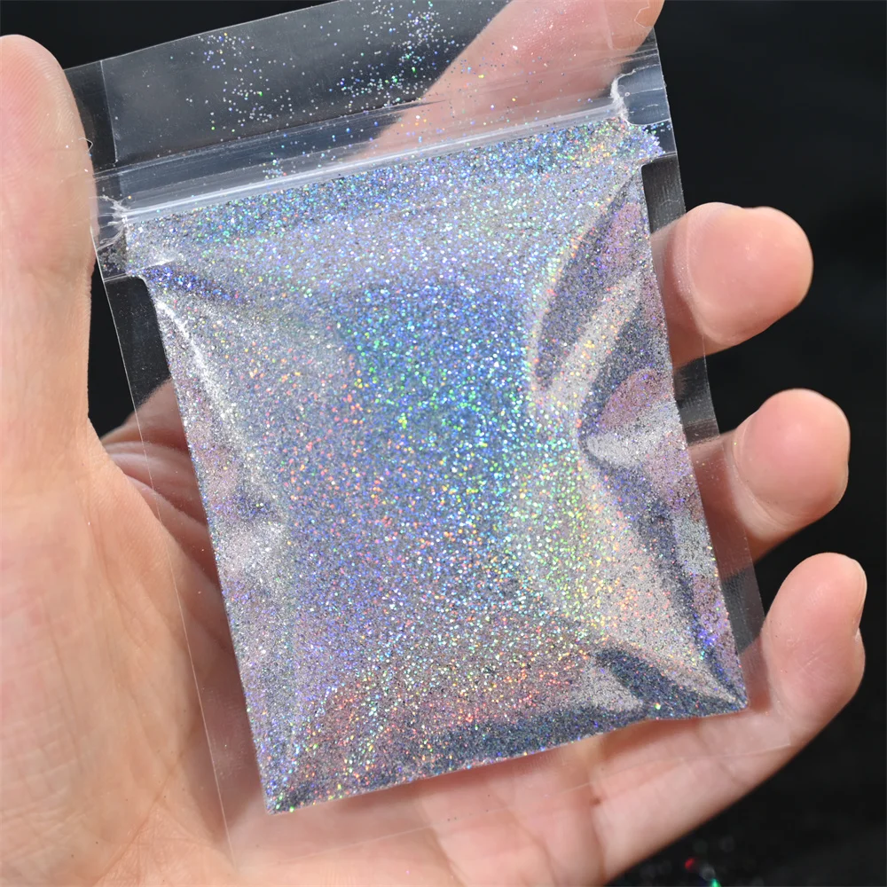 5/10g Holograficzny tęczowy bardzo drobny brokat w proszku Dazzl Silver Nail Holo Ultra Fine Glitter Cosmetic Grade Glitter Dust 0.2mm