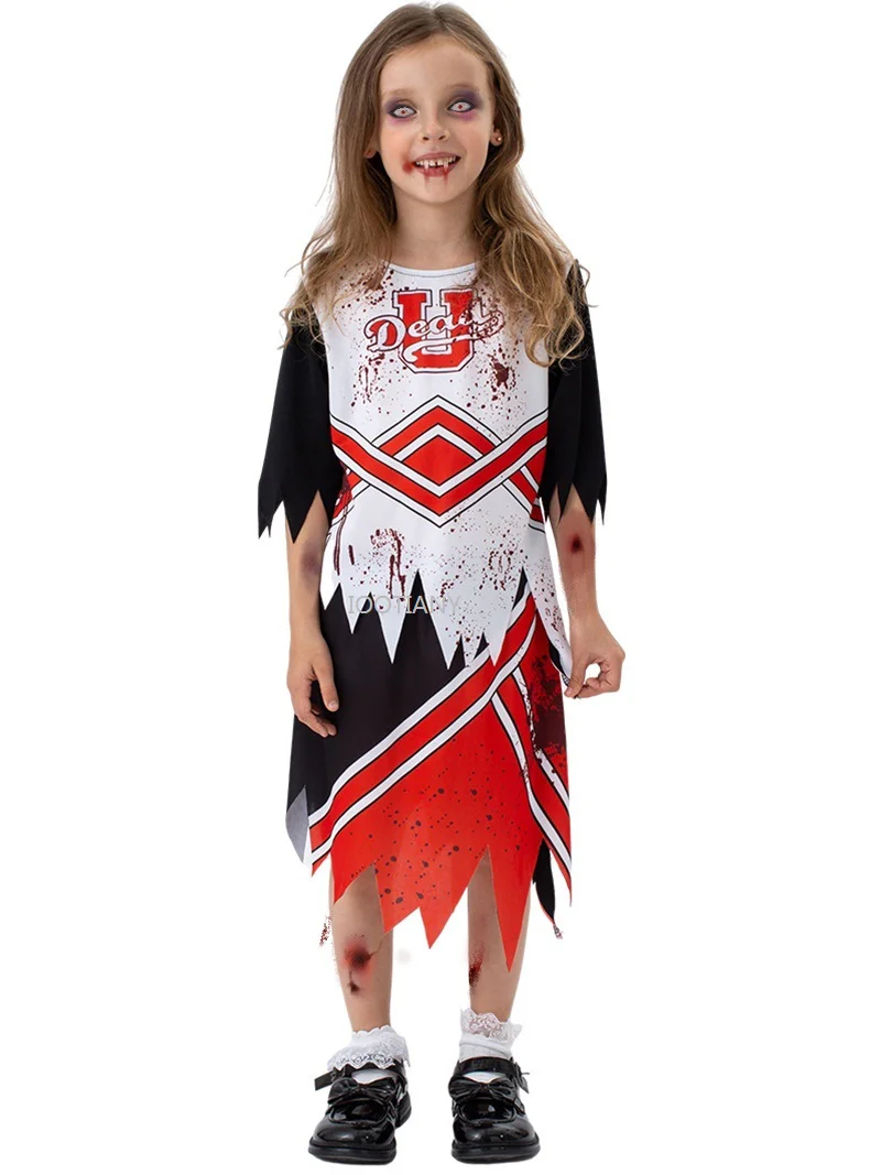 New Zombie Cheerleader  Costume  Masquerade Party Horror Scary Blood Show Costumes Halloween Performance Dress Up