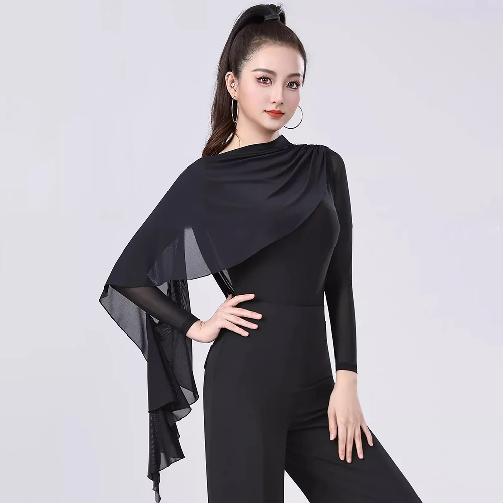 Women's Latin Dance Top Long  Sleeve Ballroom Dance Leotard Salsa Tango Dancewear Practice Performance Costume