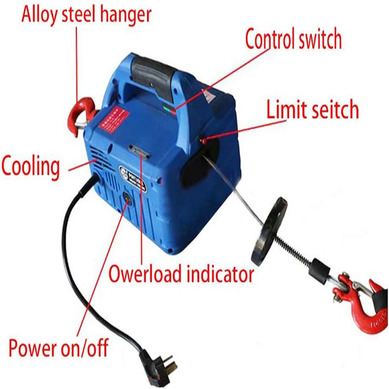 رافعة كهربائية ونش سلك فولاذي كهربائي ونش 25ft كابلات رفع الارتفاع سلك التحكم رافعة كهربائية 990 رطل
