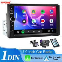 Hippcron 7“ Car Radio 1Din Wired Carplay Android Auto Multimedia MP5 Universal Player HD Touch Screen FM AUX Input BT MirrorLink