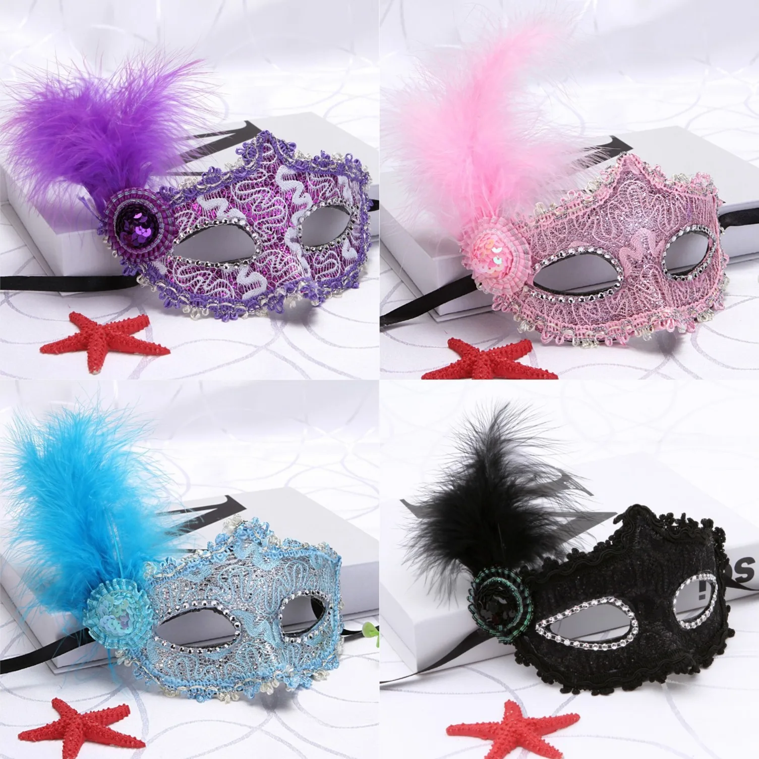 

High Quality Feather Mask Masquerade Parties Halloween Parties Carnival Masks Dress Costume Lady Gifts Party Masks