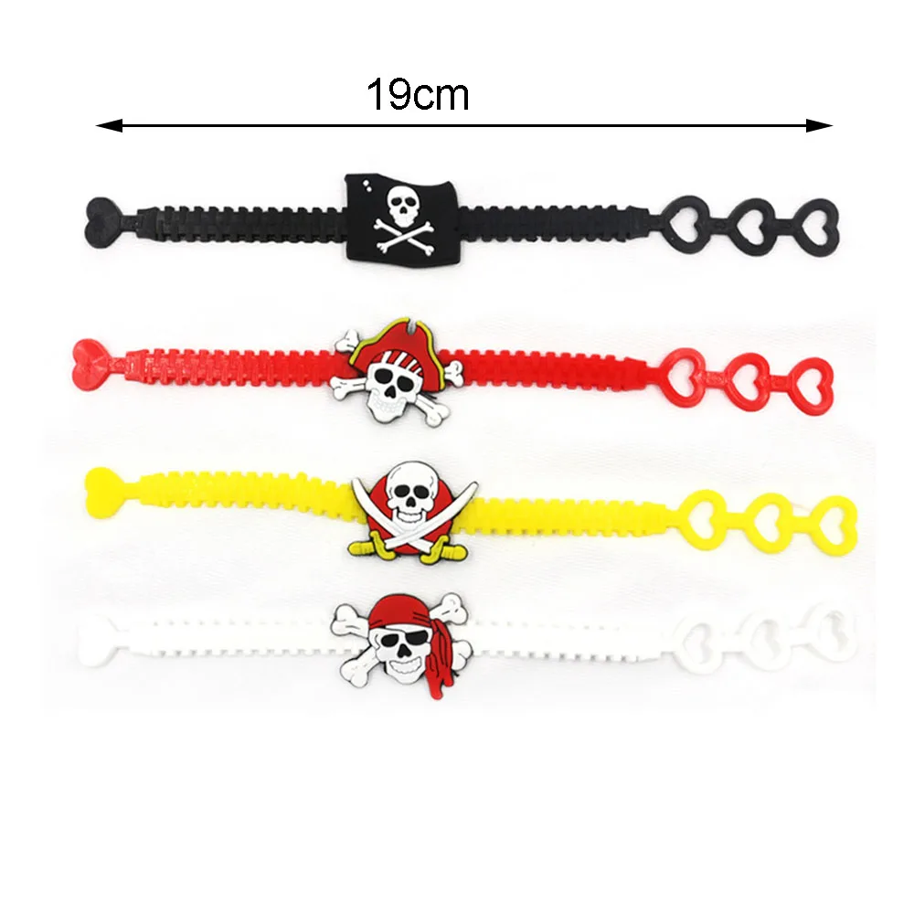 4pcs Pirate Party Supplies Favors Pirate Bracelets Rings Wristband Kids Birthday Party Gift Pirate Party Favors Decor Bag Filler