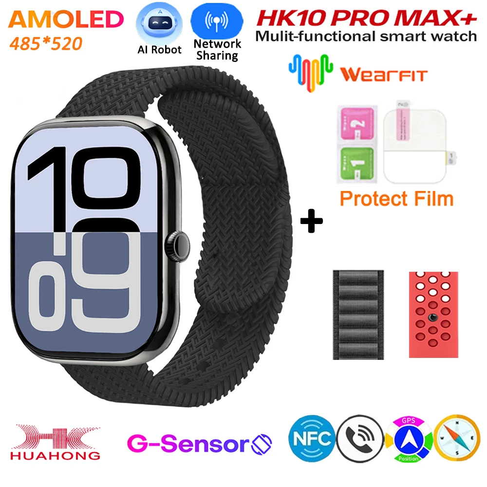 2025 HK10 Pro Max Plus GEN2 SmartWatch Original Series 10 AI ROBOT AMOLED NFC Compass GPS 4GB Local Album Music Network Watch