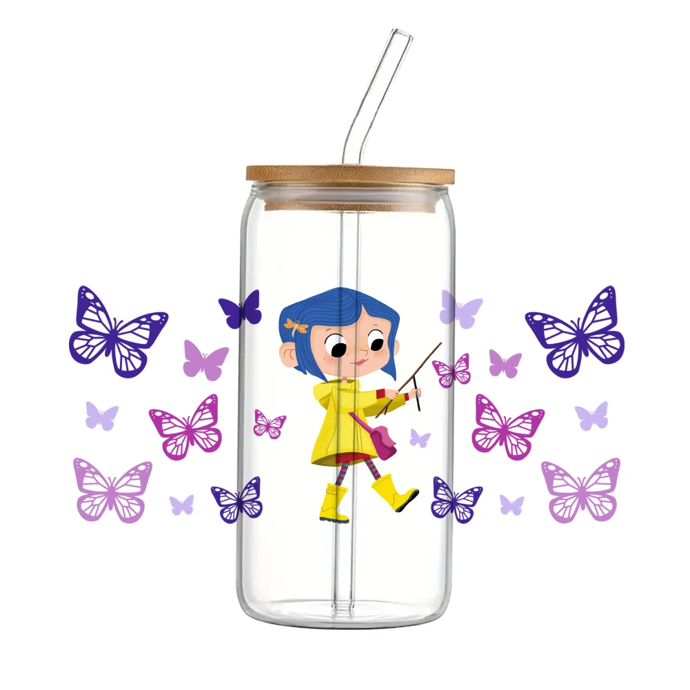 Disney Movie Coraline Cartoon Pattern UV DTF Transfer Sticker Waterproof Transfers Decals For 16oz Glass Cup Wrap Stickers