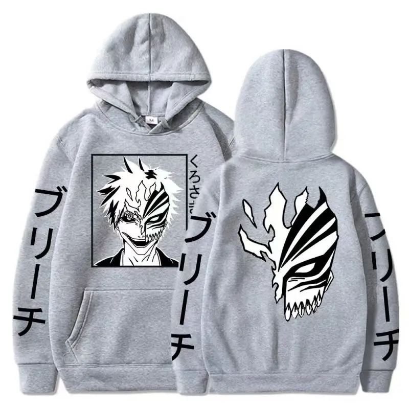 Anime BLEACH Kurosaki Ichigo Print Kapuzenpullover, Unisex, Cartoon-Pullover, lässiger Langarm-Hoodie für Männer und Frauen, Anime-Fans – Detail 2