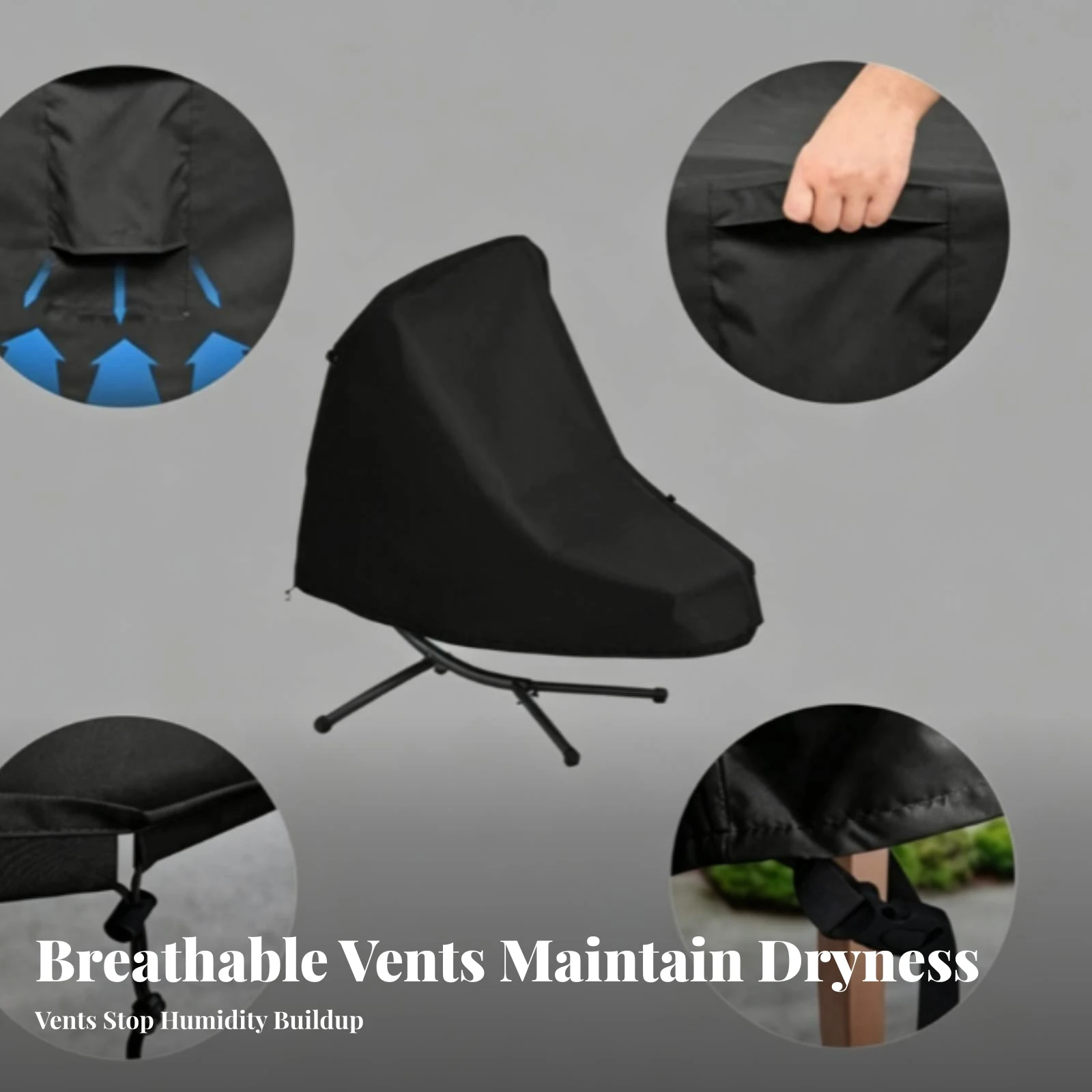 Fitted Suspended Chaise Cover Garden Furniture Hanging Chaise Lounge Cover Black Securing Ties for Outdoor