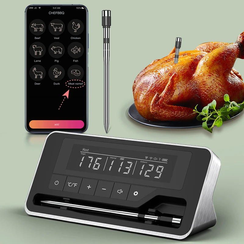 Thermomètre à viande sonde sans fil Bluetooth thermomètre alimentaire numérique Support application Mobile avec écran LCD pour four fumeur barbecue Gril