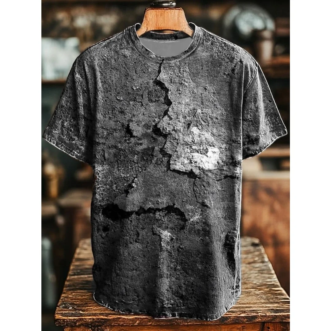 Retro Men's T Shirt Art Abstract Geometric Retro Print Casual Short Sleeve T-Shirts Beach Vacation Fashion Loose Men's Clothing image 3