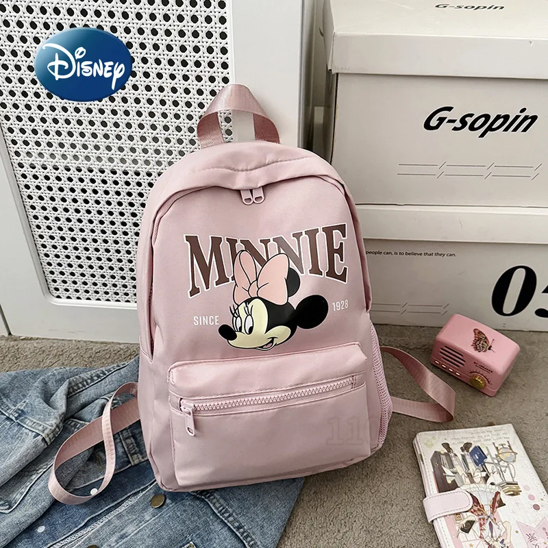 

Disney Minnie New Girls Backpack Cartoon Pink Fashion Girl Backpack Large Capacity Lightweight Casual Girl Backpack High Quality