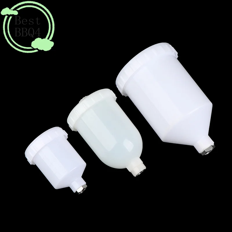 BBQ4 125ml 250ml 600ml Plastic Spray Paint Pot Sprayer Cup Air Gravity Feed Fastmover Thread Connector For Spray Gun Tools