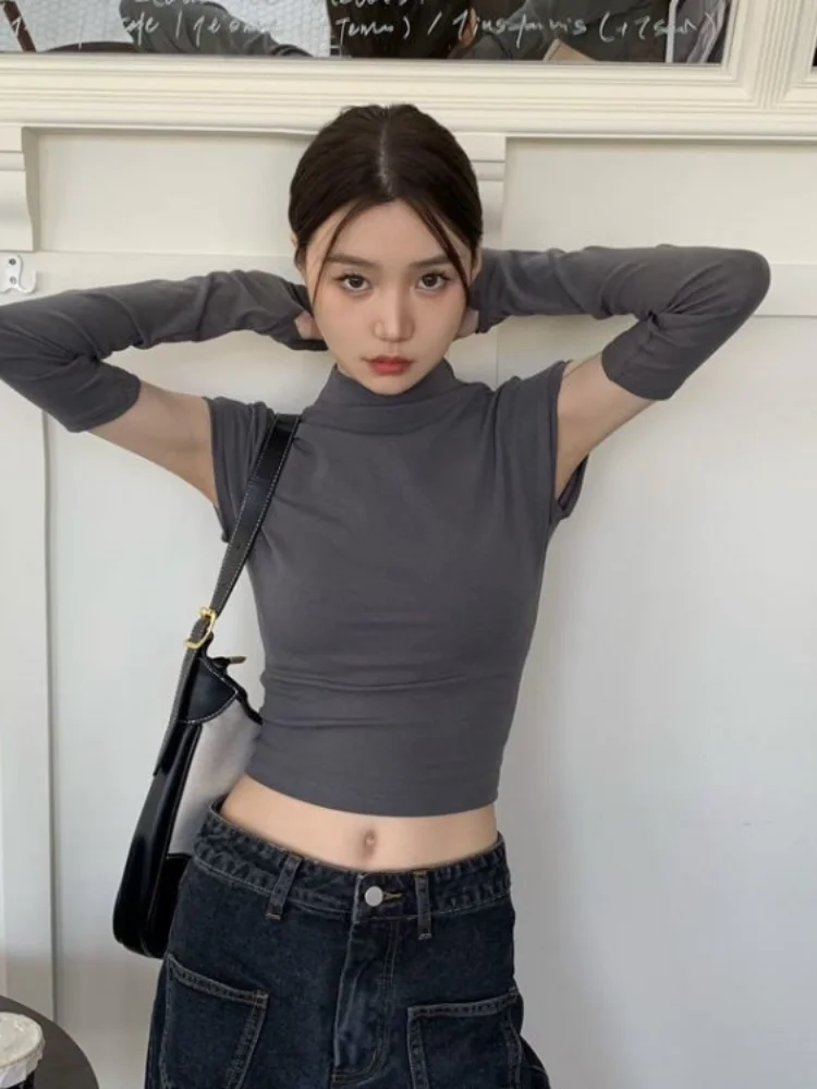 Y2k Aesthetic 2024 Srping Hollow Out T-shirts Oversleeve Basic Harajuk Tops Women Streetwear Sexy Solid Casual Fashion Crop