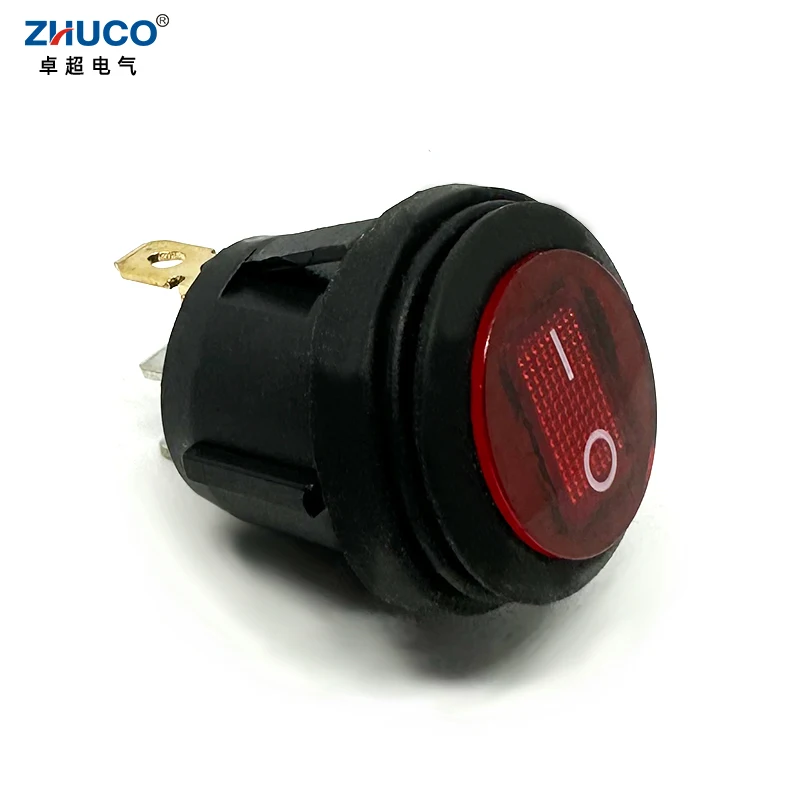 1PC KCD2-101NF-3P-R 220V Red LED ON-OFF 3 Pins SPDT Snap-in Waterproof Sealed Round Power Rocker Switch 6A/250VAC 20mm Mounted