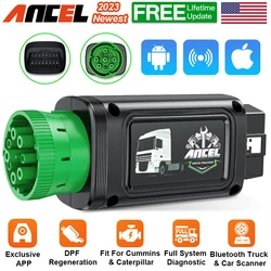 ANCEL HD110 Bluetooth Diesel Heavy Duty Truck Car Diagnostic Tool 9/12 Pin OBD2 Scanner All System for Detroit Paccar D-PF Regen