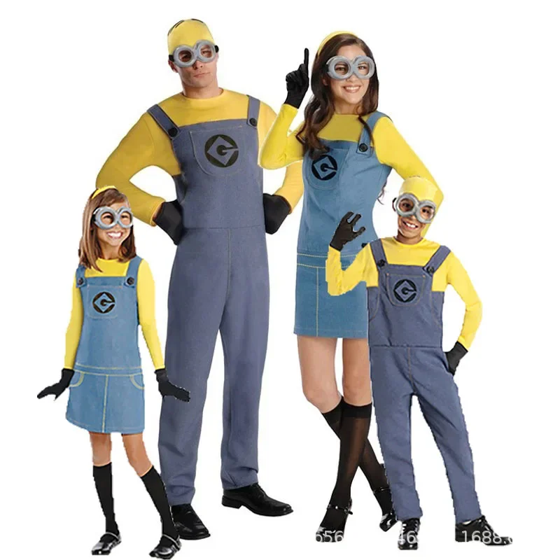 

Halloween Show Costume Children's Minions Cosplay Costumes Cartoon Despicable Me Show Costume Children Adult Onesie Give Glasses