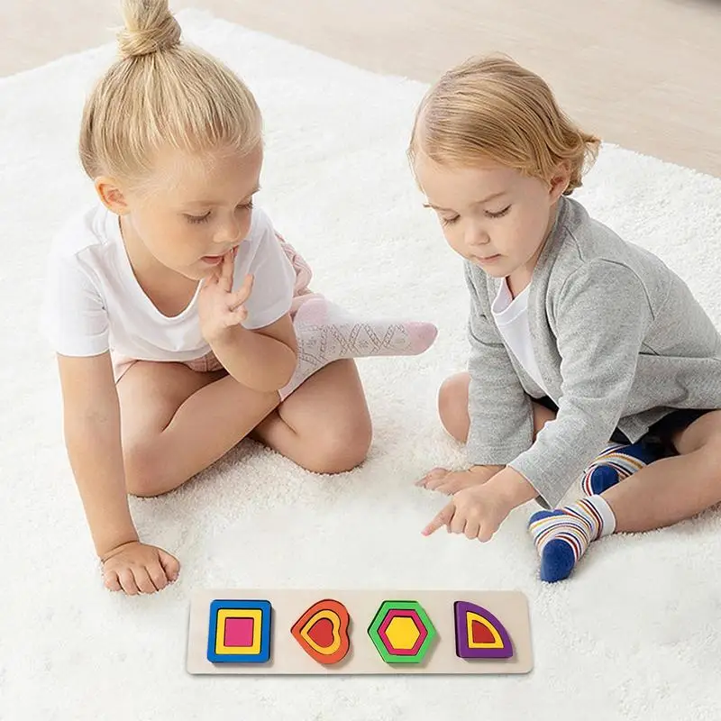 Wooden Shape Matching Game Sorting & Stacking Toys Board Game Shape Matching Toys Comfortable Puzzle Toys For Logical Thinking