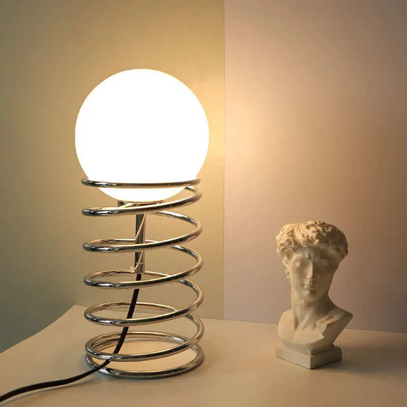 

American Creative Spring Floor Lamps Shiny Chrome Metal Standing Light Bedroom Living Room Study Bauhaus Led Lustre Home Decor