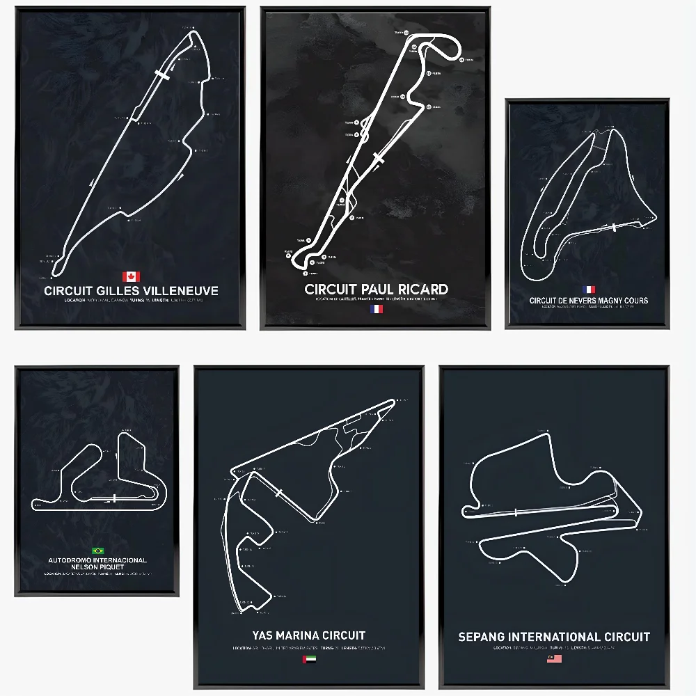 Formula 1 Internationa Track Circuit Painting F1 Wall Art Nordic Poster Paper Print Home Living Room Bedroom Entrance Bar Cafe A