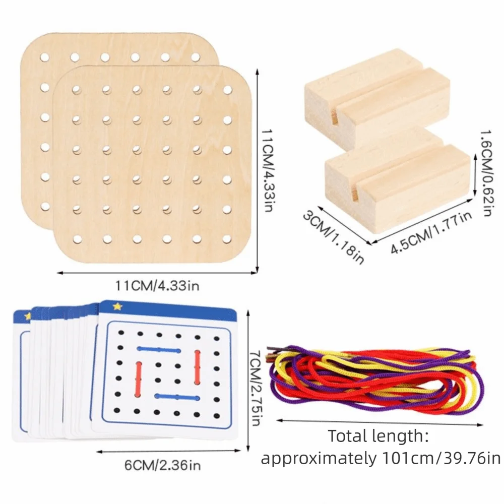 الإبداع مونتيسوري حبل خشبي مجلس التفكير التدريب التفاعل الرسومية ألعاب تعليمية مع 15 قطعة بطاقة متعة