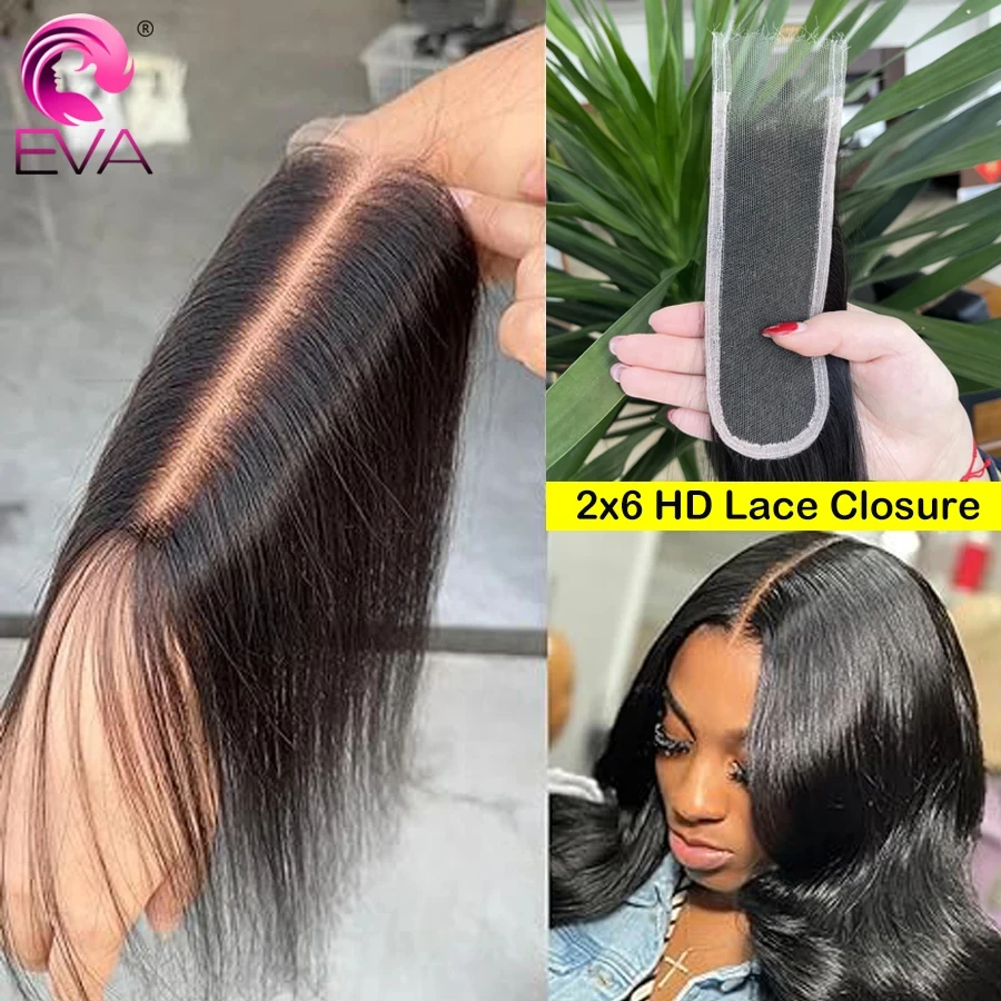 Eva 2x6 HD Lace Closue Straight Kim k Closures Human Hair 2x6 HD Closure Only Free Part Pre Plucked Human Hairs HD Closure 2x6