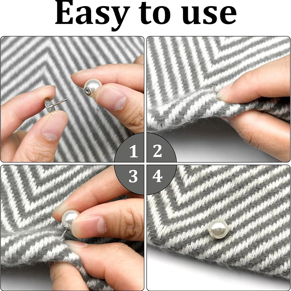 30 Sets Pearl Buttons No Sew Pearl Brooch Pins Removable Reusable Multipurpose Crafts Buttons for Shirt  Dress Sweater Clothes
