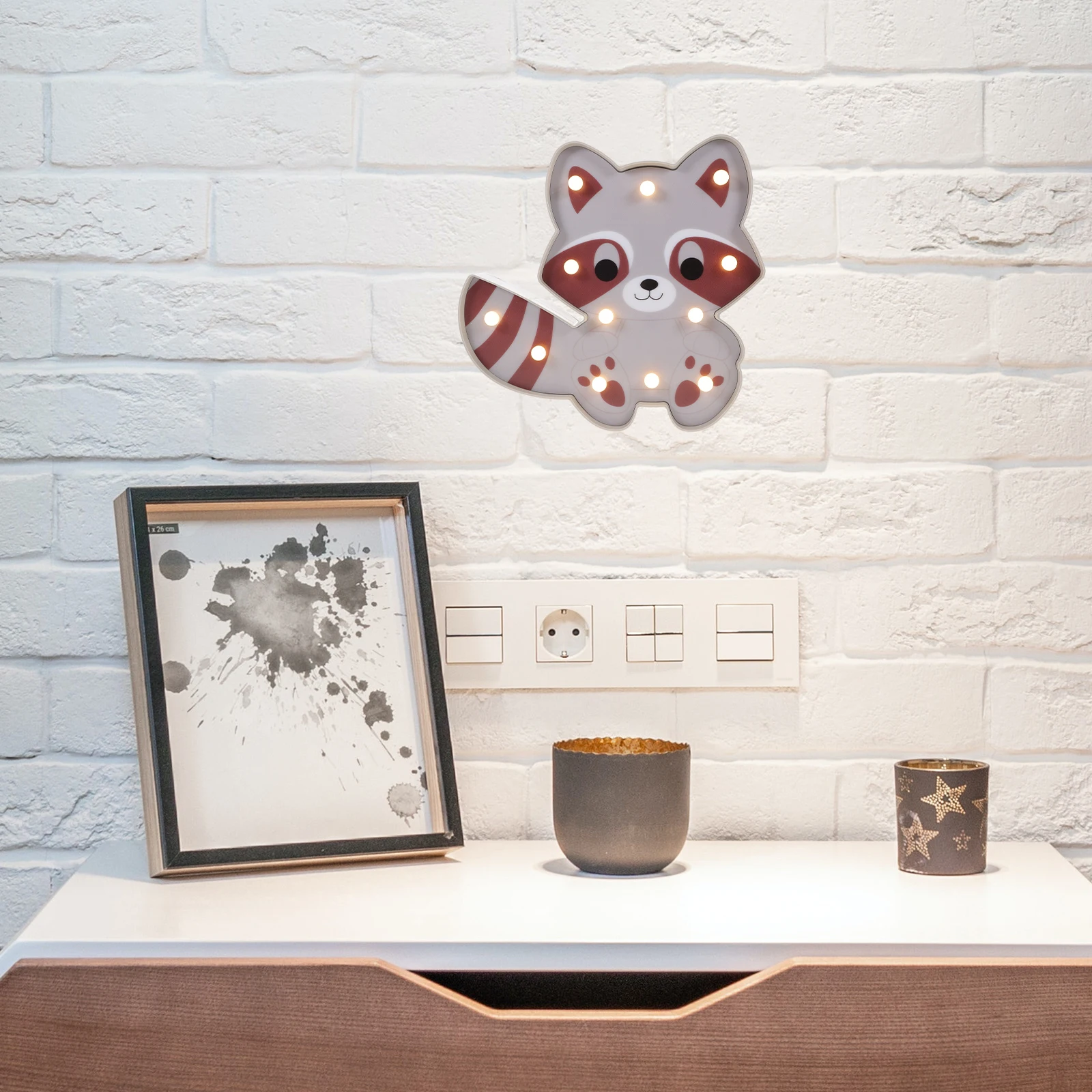 

1pc Little Raccoon Creative Night Light Raccoon Shape Lamp Decor Lamp Bedroom Animal LED Plastic Lamps Durable Christmas