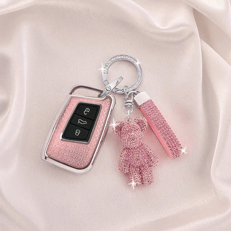 Luxury Diamond Pattern TPU for VW Volkswagen Magotan Magotan GTE Passat B6 B7 B8 CC Arteon Remote Smart Car Key Case Cover Fob