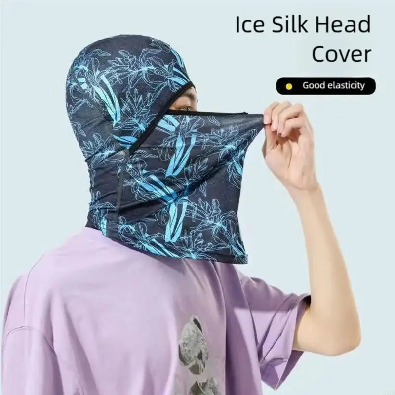 غطاء رأس سريع الجفاف وجيد التهوية من نسيج الحرير الجليدي المرن، تصميم مانع للأشعة فوق البنفسجية لاستخدام ركوب الدراجات النارية