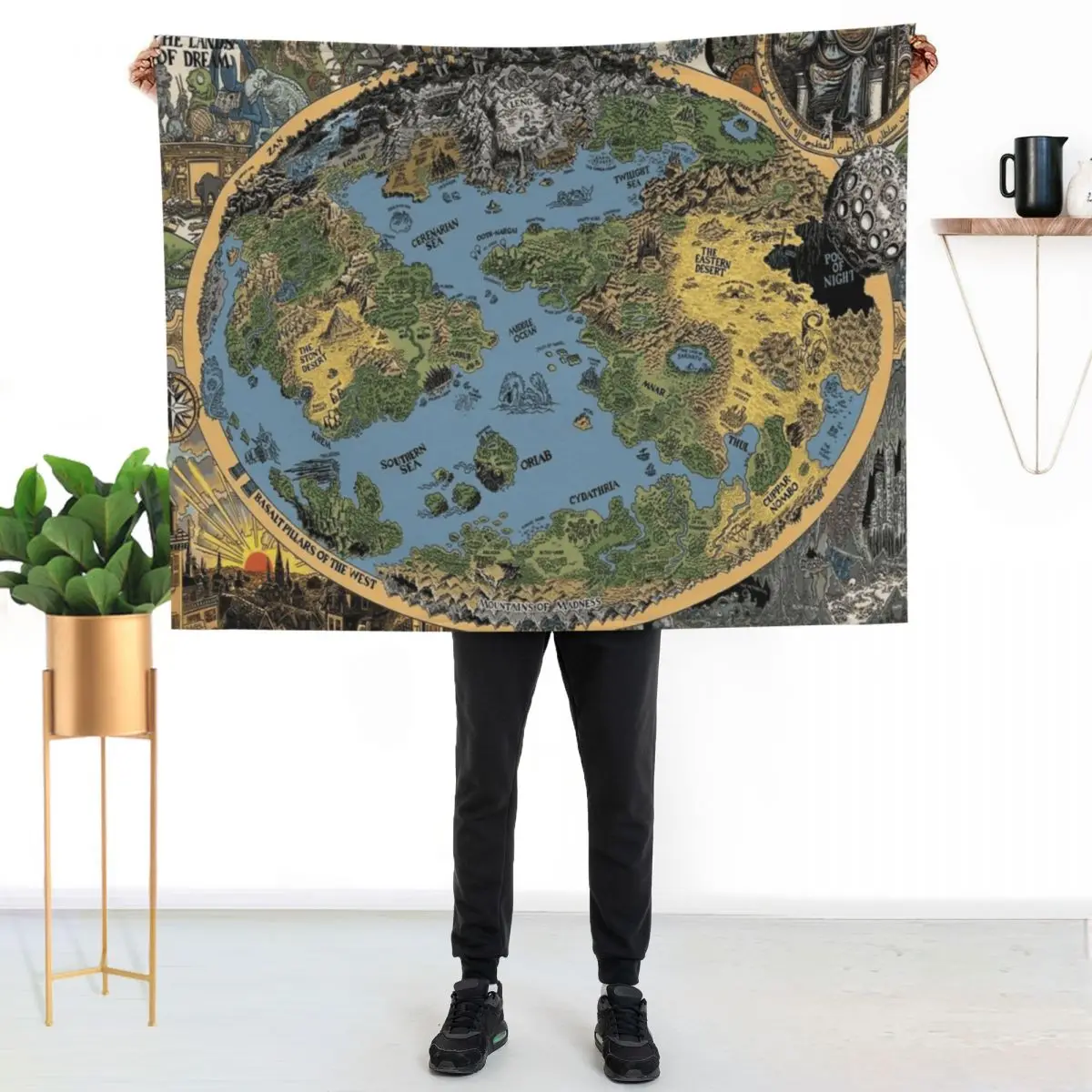 

HP Lovecraft Dreamland Map Throw Blanket Anti Shedding Soft Fuzzy Blanket for Home