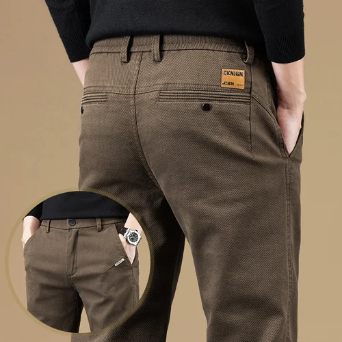 Ropa de marca Otoño Invierno tela de algodón pantalones casuales hombres gris negro Corea trabajo clásico Slim Fit pantalones Cargo hombre 28-38