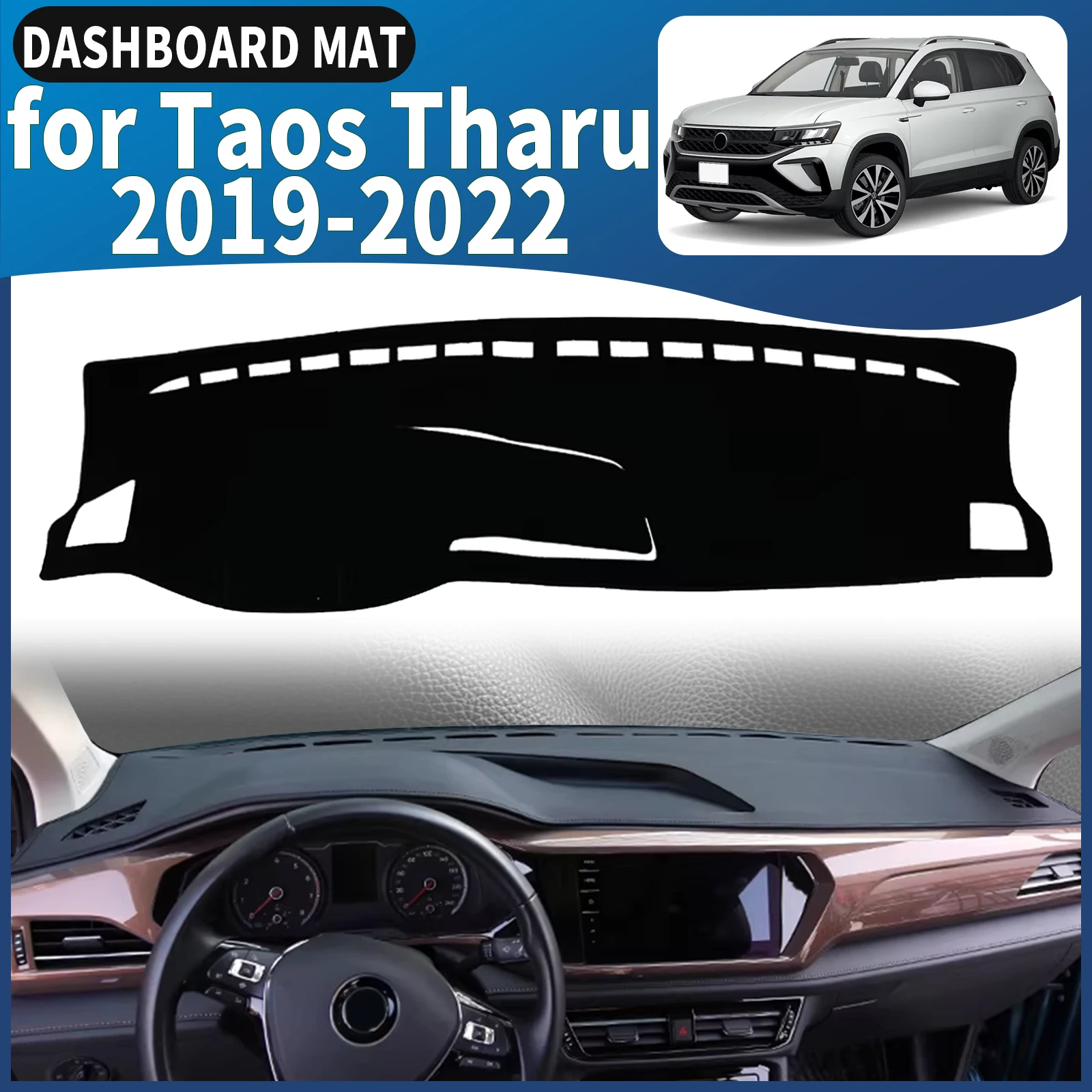 

for Volkswagen VW Taos Tharu 2022-2019 Dashmat Dashboard Cover Pad DashMat Sunshade Protective Carpet Car Accessories Leather