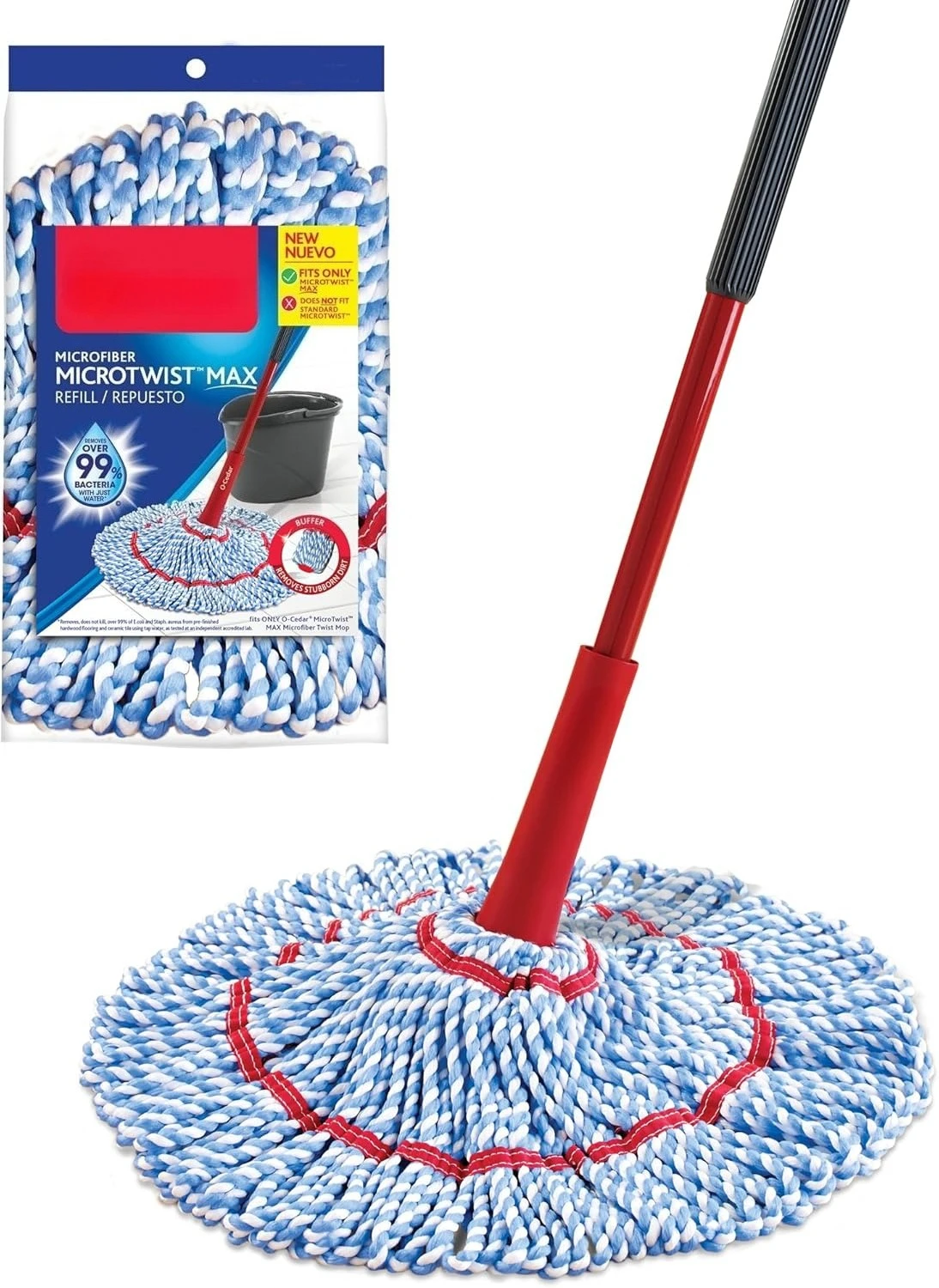 

Microfiber Twist Mop with 1 Extra Refill | Features Hands-Free Wringing | Extra Large 18-Inch Mop Head | Safe on All Floor Types