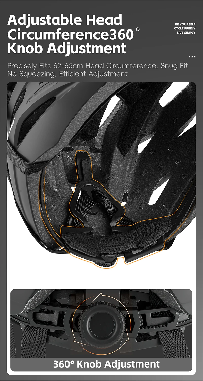 WEST BIKING CE-zertifizierter Fahrradhelm, magnetische Schutzbrille, USB-Rücklicht, verstellbar, 56–65 cm, M-XL, XXL, für Herren, für Straßen- und Mountainbiking – Detail 11