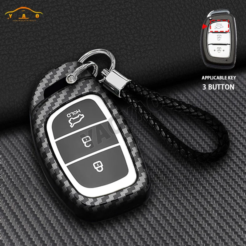 

For Hyundai ix25 ix35 ix45 Tucson Sonata Rena Creta Verna Solaris Mistra Elantra Accent Carbon Fiber Remote Car Key Fob Case