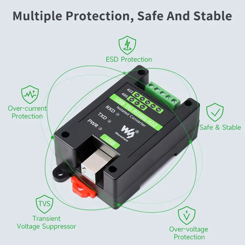 USB to RS485/422 Industrial Grade Isolated Converter Original FT232RL SP485EEN Transient Voltage Suppressor Multiple Protection