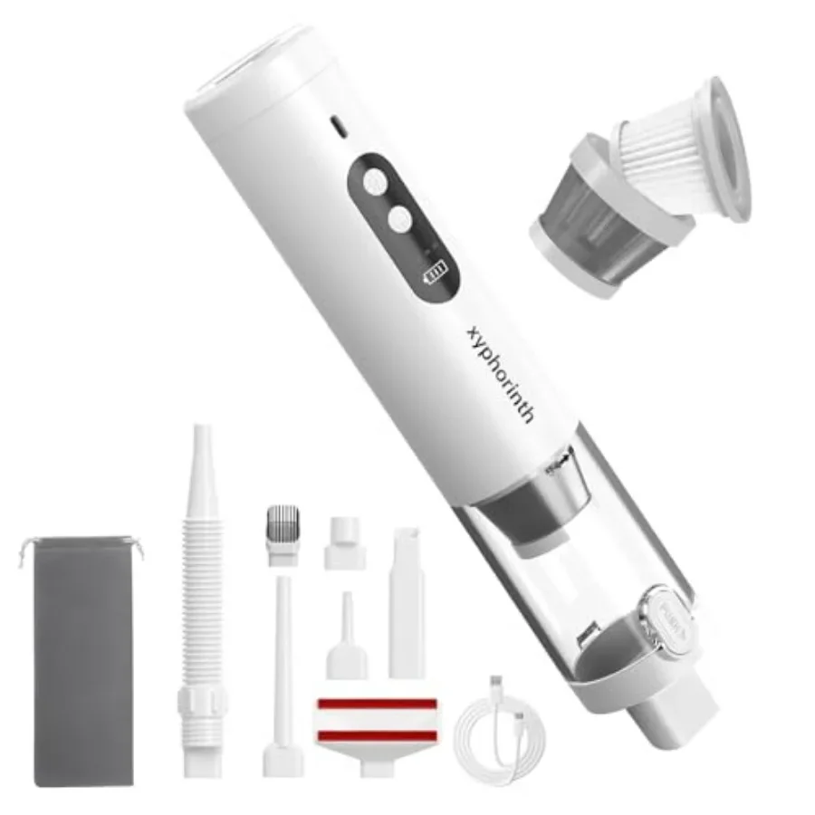 

Handheld Car Vacuum Portable Cordless Rechargeable Mini Vacuum Cleaner with Suction Cordless 5 in 1 Window Breaker LED Light Mul