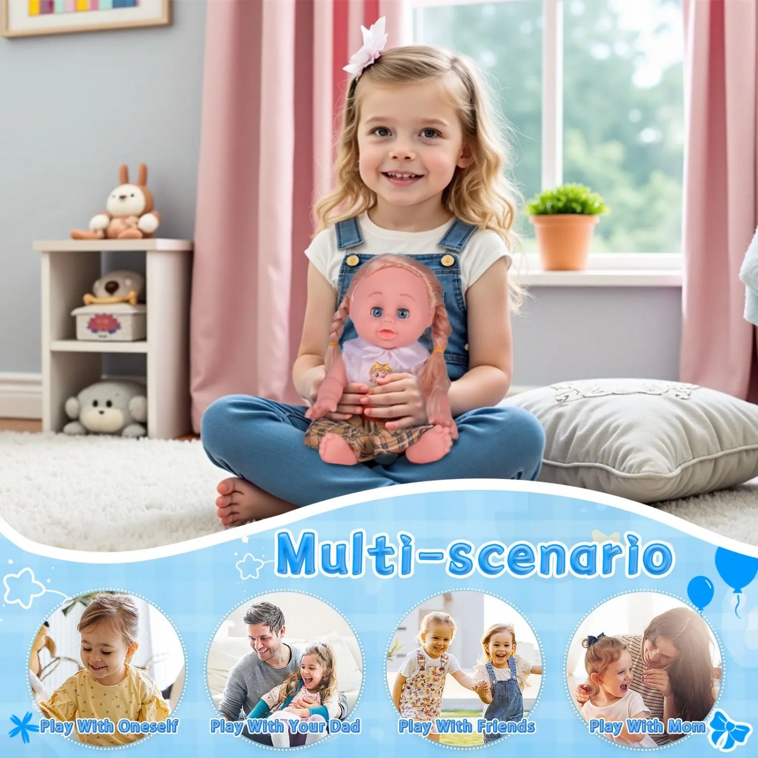 ตุ๊กตาจำลองน้ำหนักเบาแบบนุ่ม |   ตุ๊กตาหน้าเต็มตัวน่ารัก พร้อมผมหางม้าสองหางสีทอง เสื้อและกระโปรงลายสก็อตเข้าชุดกัน |   วันเกิด/วันหยุด