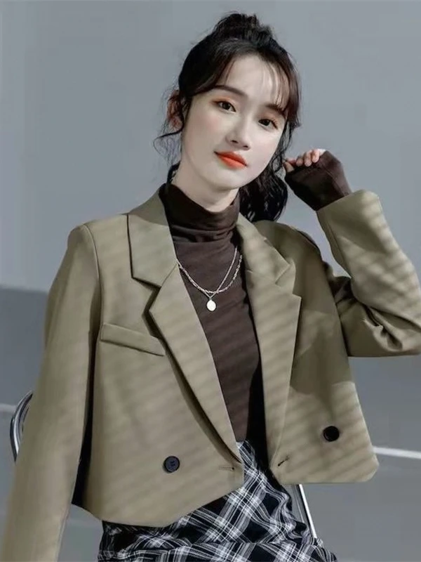 

Korean Style Short Female Jacket Small Tailoring Trendy Design Loose Fit Spring Autumn Top Street Style Fashion Outerwear