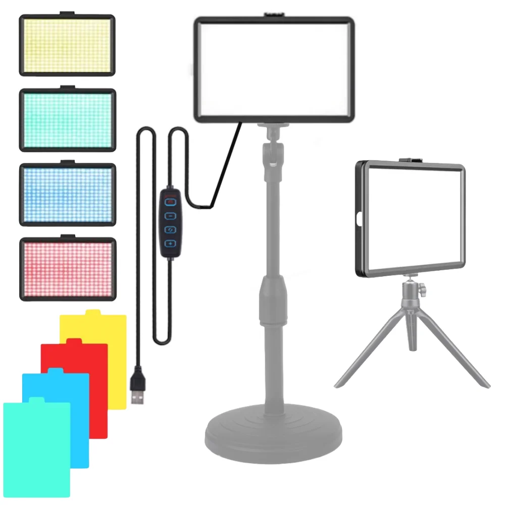 Studio fotograficzne 8-calowe światło wypełniające LED Panel wideo z lampą wypełniającą Oświetlenie fotograficzne do transmisji na żywo z 4-kolorowym filtrem RGB