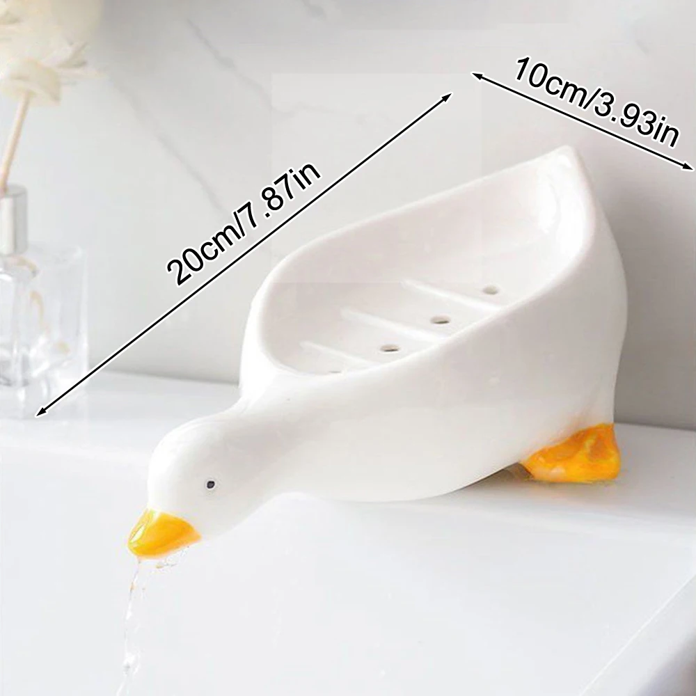 Soap Tray Self-draining Soap Rack Cute Duck-shaped Creative Rack for Shower Bathroom Kitchen Tub Sink Tray Bracket Bathroom